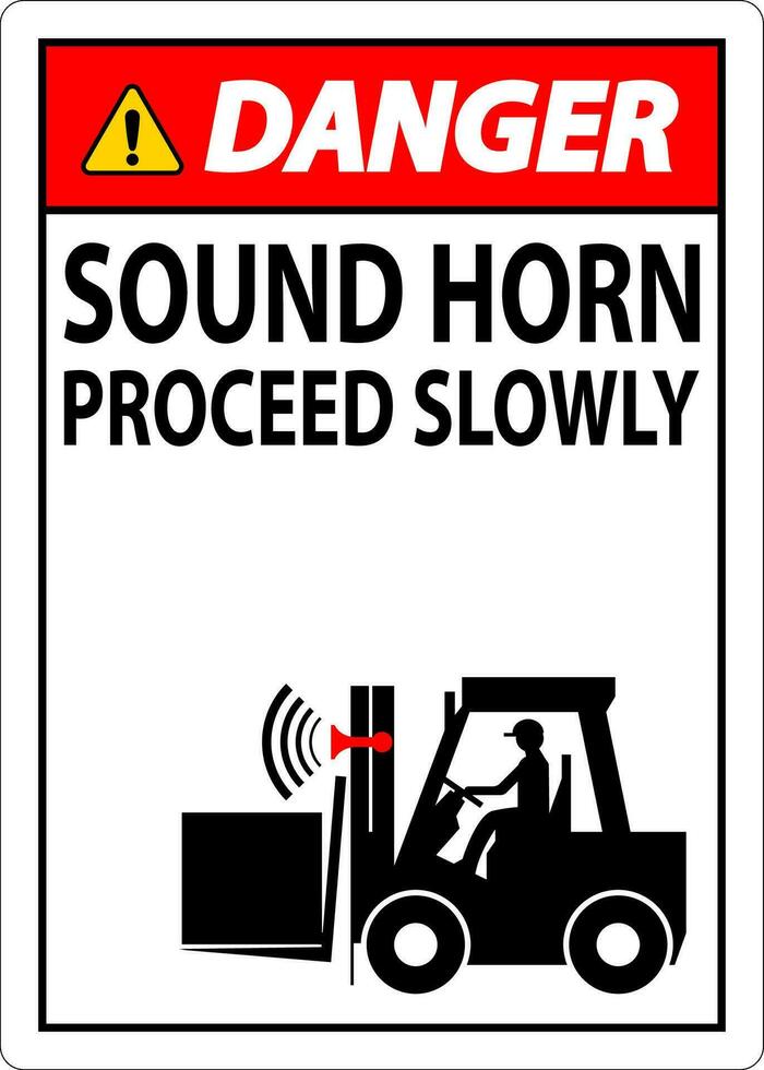 Pericolo cartello suono corno procedere lentamente vettore