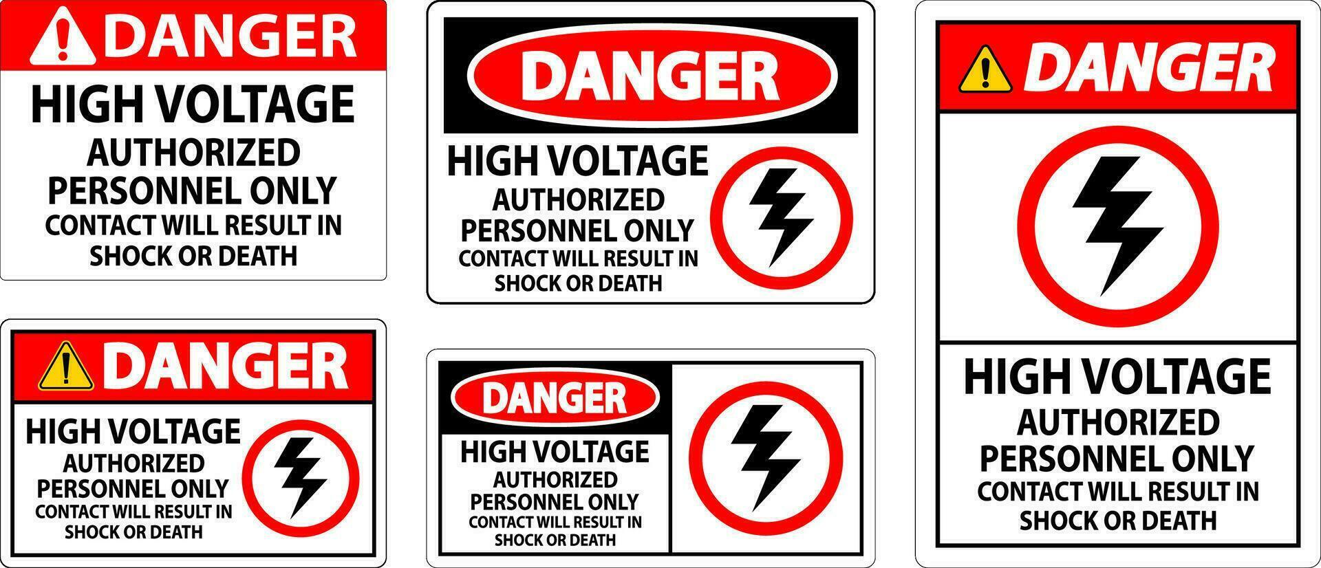Pericolo cartello alto voltaggio, autorizzato personale solo, contatto volontà risultato nel shock o Morte vettore