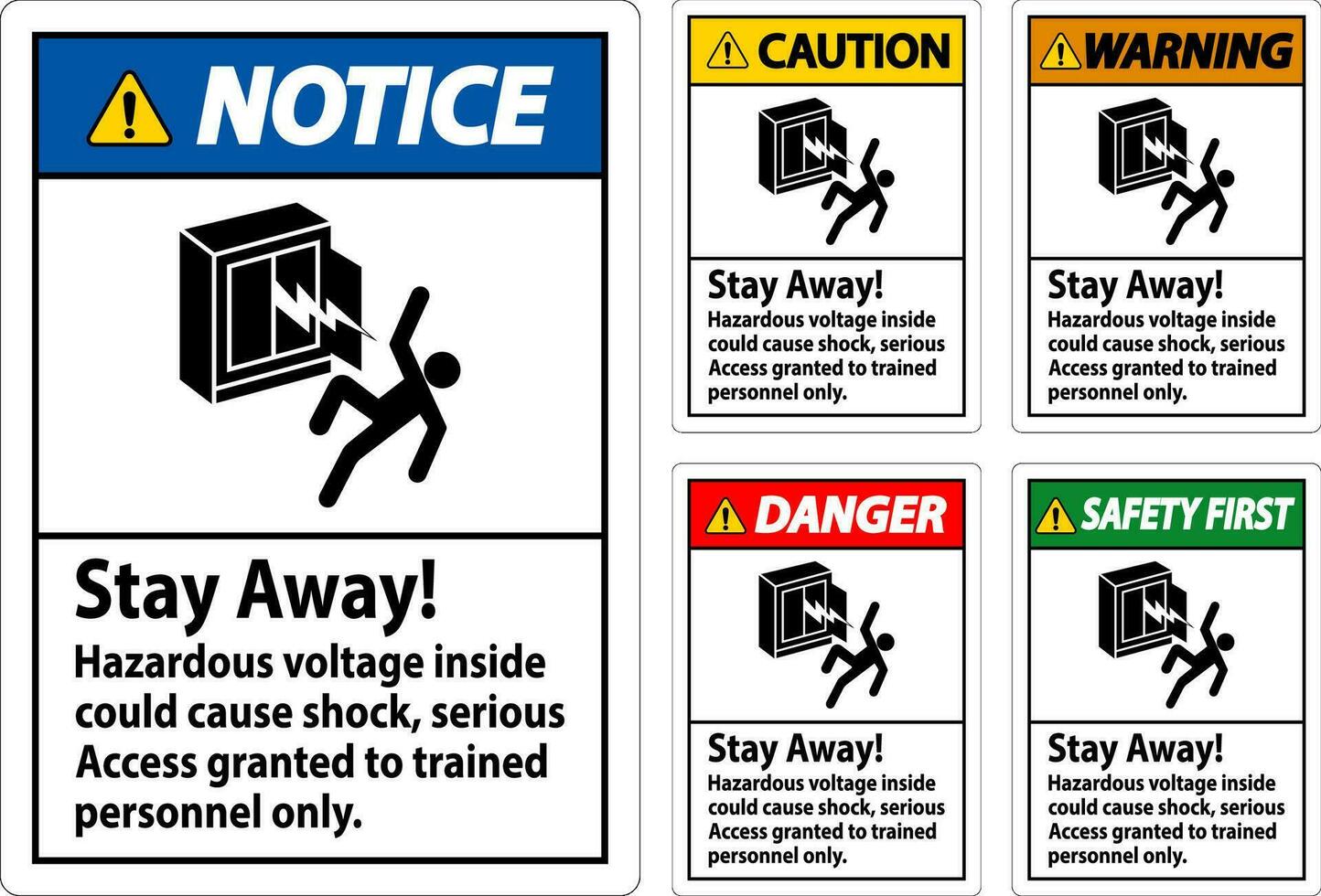 avvertimento cartello restare lontano pericoloso voltaggio dentro poteva causa shock, accesso concesso allenato personale solo vettore
