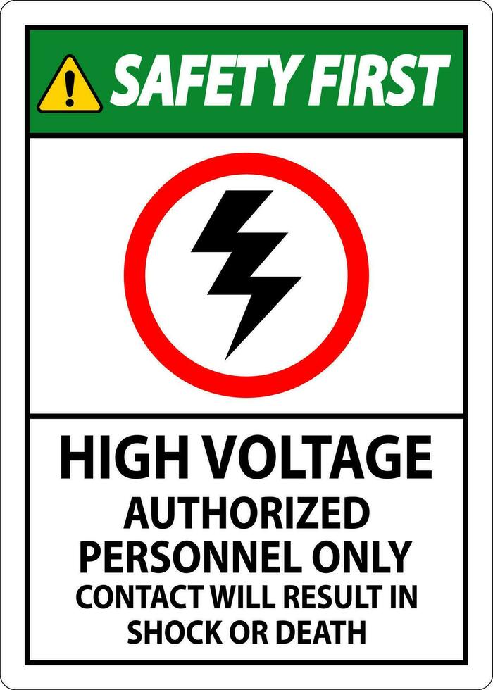 sicurezza primo cartello alto voltaggio, autorizzato personale solo, contatto volontà risultato nel shock o Morte vettore