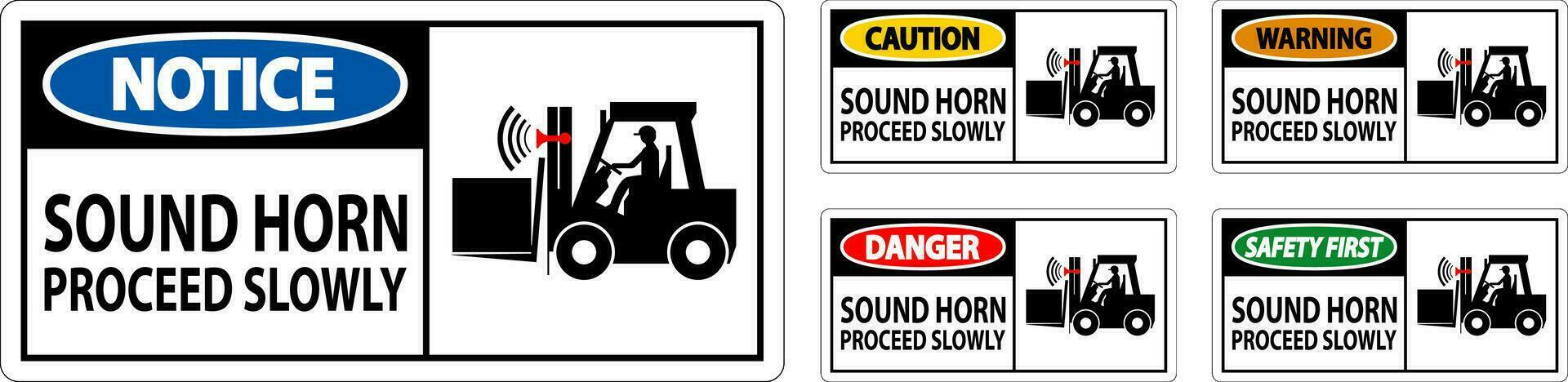 attenzione cartello suono corno procedere lentamente vettore