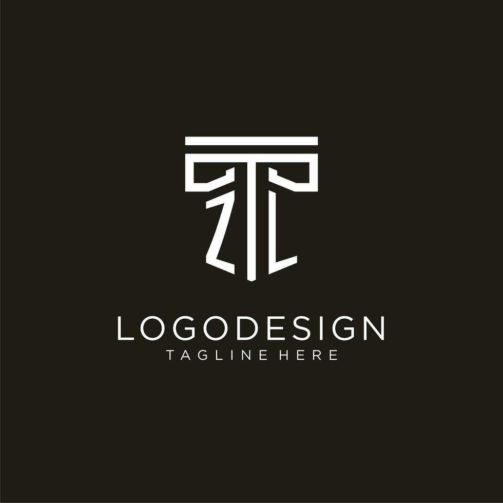 zl iniziale logo con geometrico pilastro stile design vettore