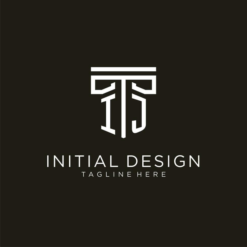 ij iniziale logo con geometrico pilastro stile design vettore