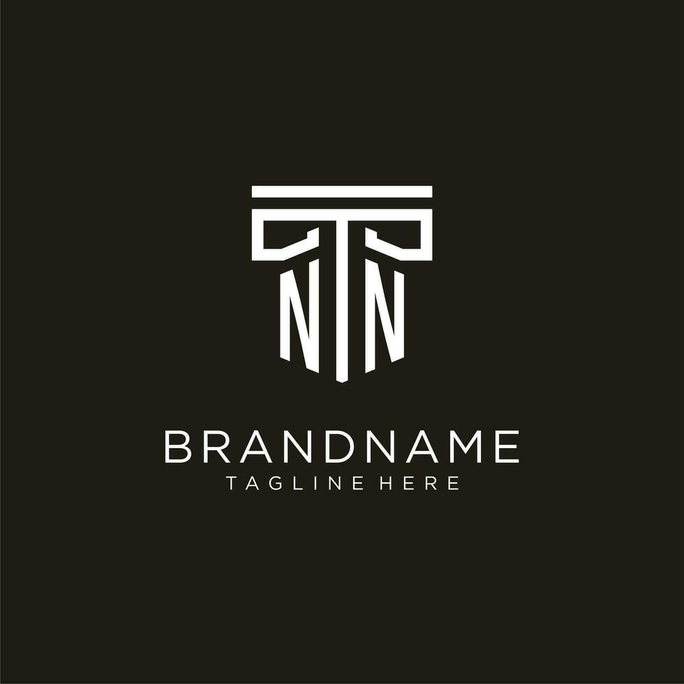 nn iniziale logo con geometrico pilastro stile design vettore