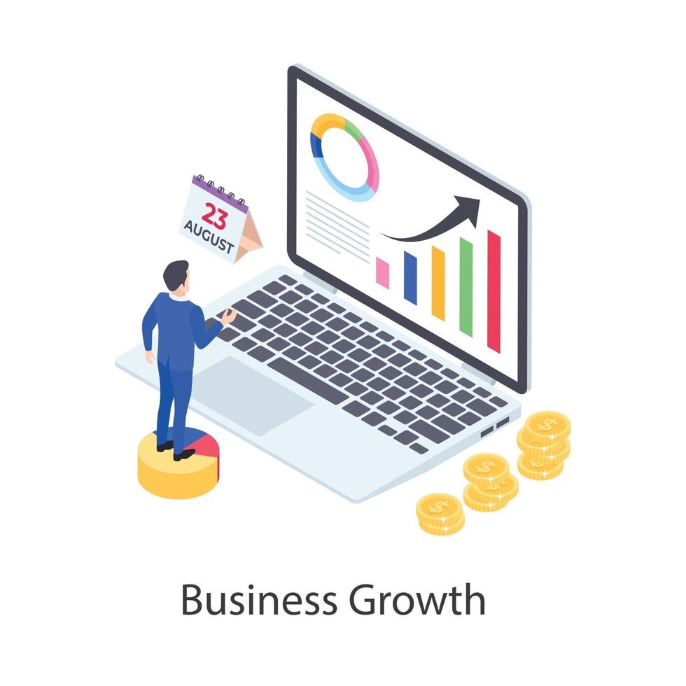 icona isometrica di crescita aziendale vettore
