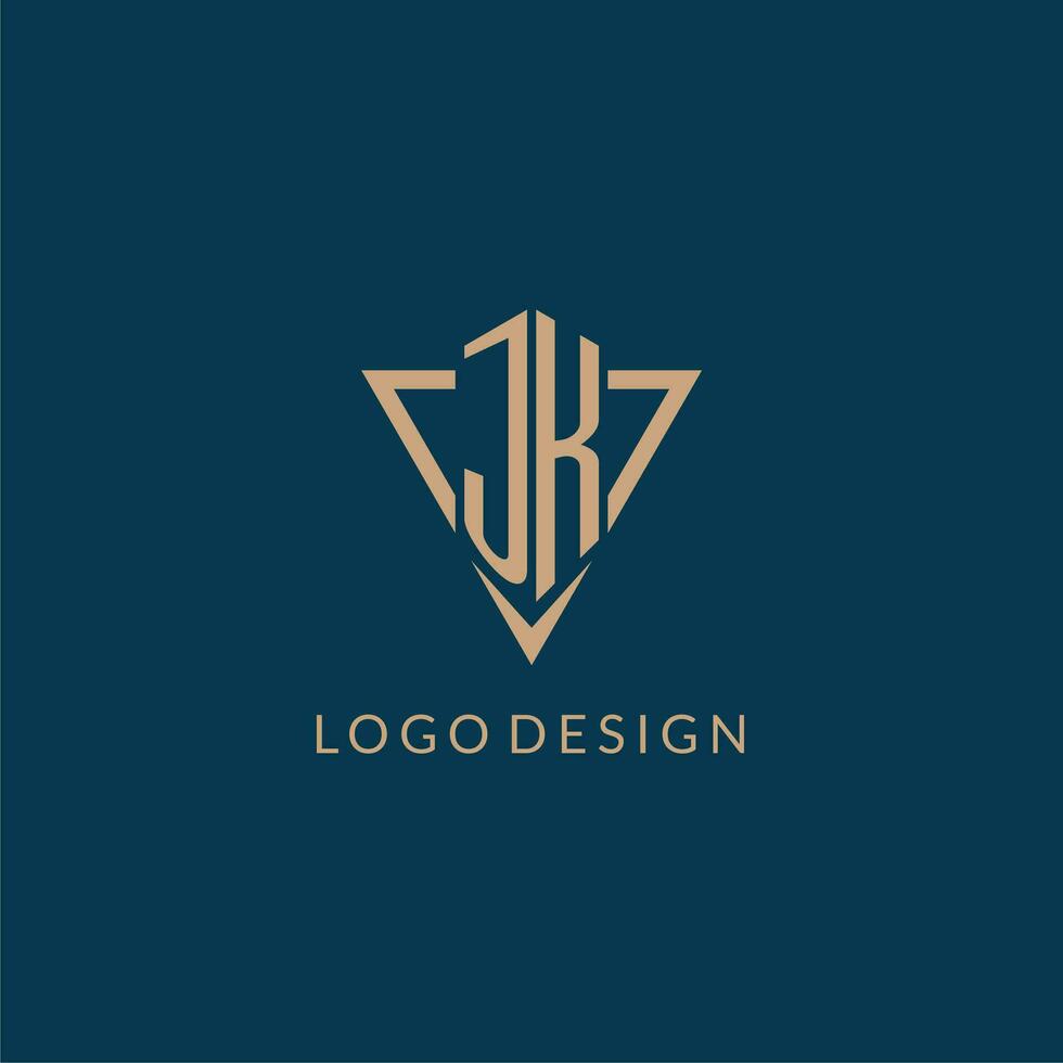 jk logo iniziali triangolo forma stile, creativo logo design vettore