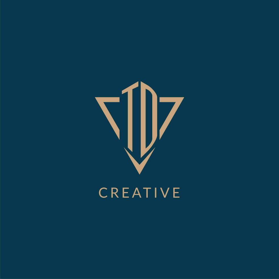 td logo iniziali triangolo forma stile, creativo logo design vettore