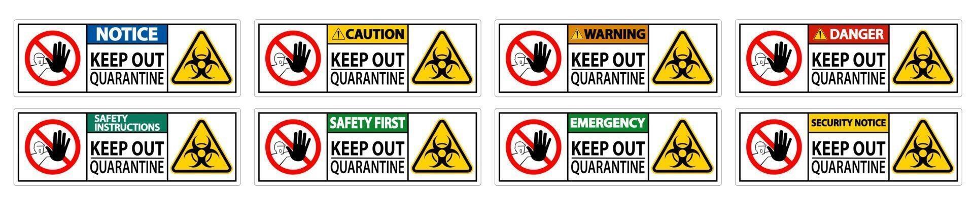 tenere fuori il segno di quarantena isolare su sfondo bianco, illustrazione vettoriale eps.10