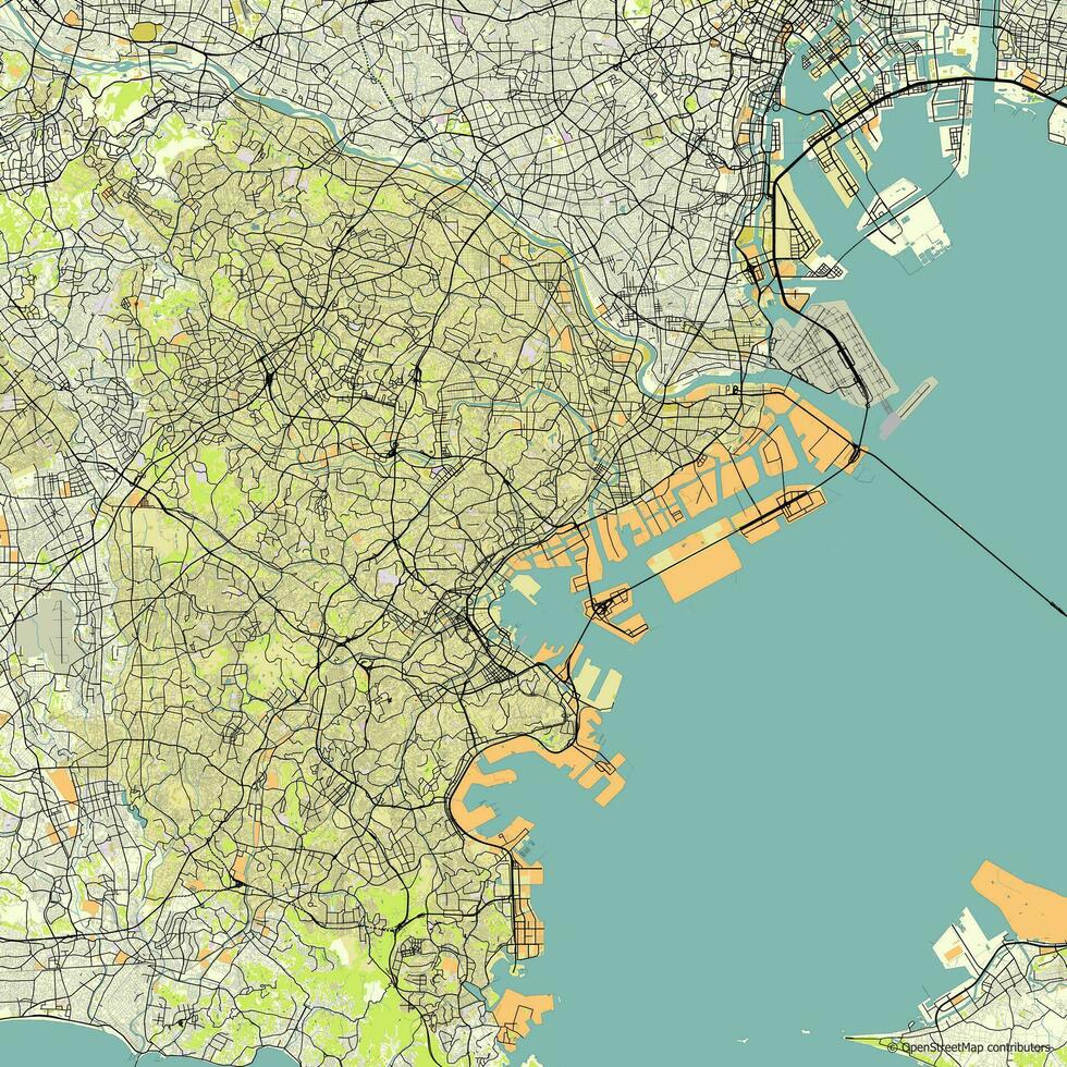 vettore città carta geografica di Yokohama Kanagawa Giappone