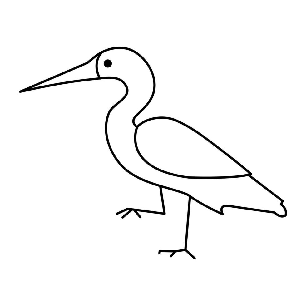 continuo uno linea disegno di airone uccello vettore illustrazione