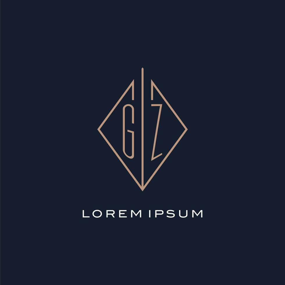 monogramma gz logo con diamante rombo stile, lusso moderno logo design vettore