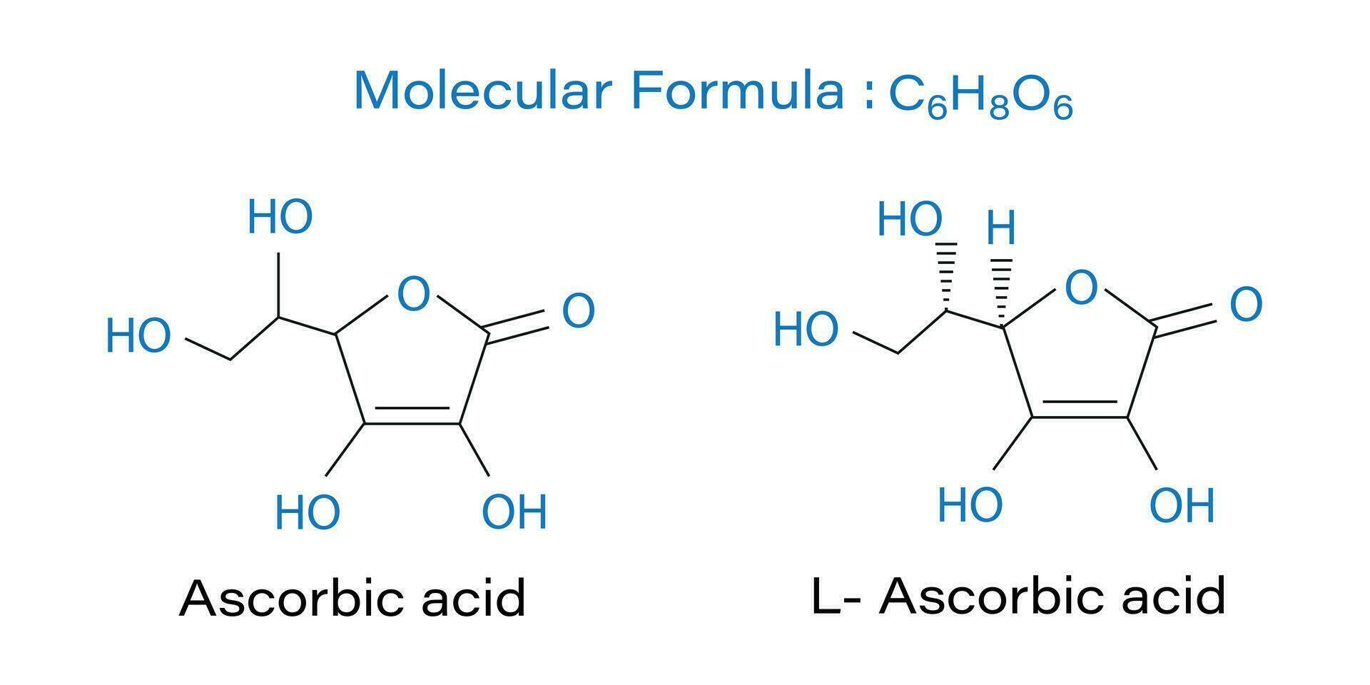 chimico strutturale molecolare formula di ascorbico acido vettore illustrazione.