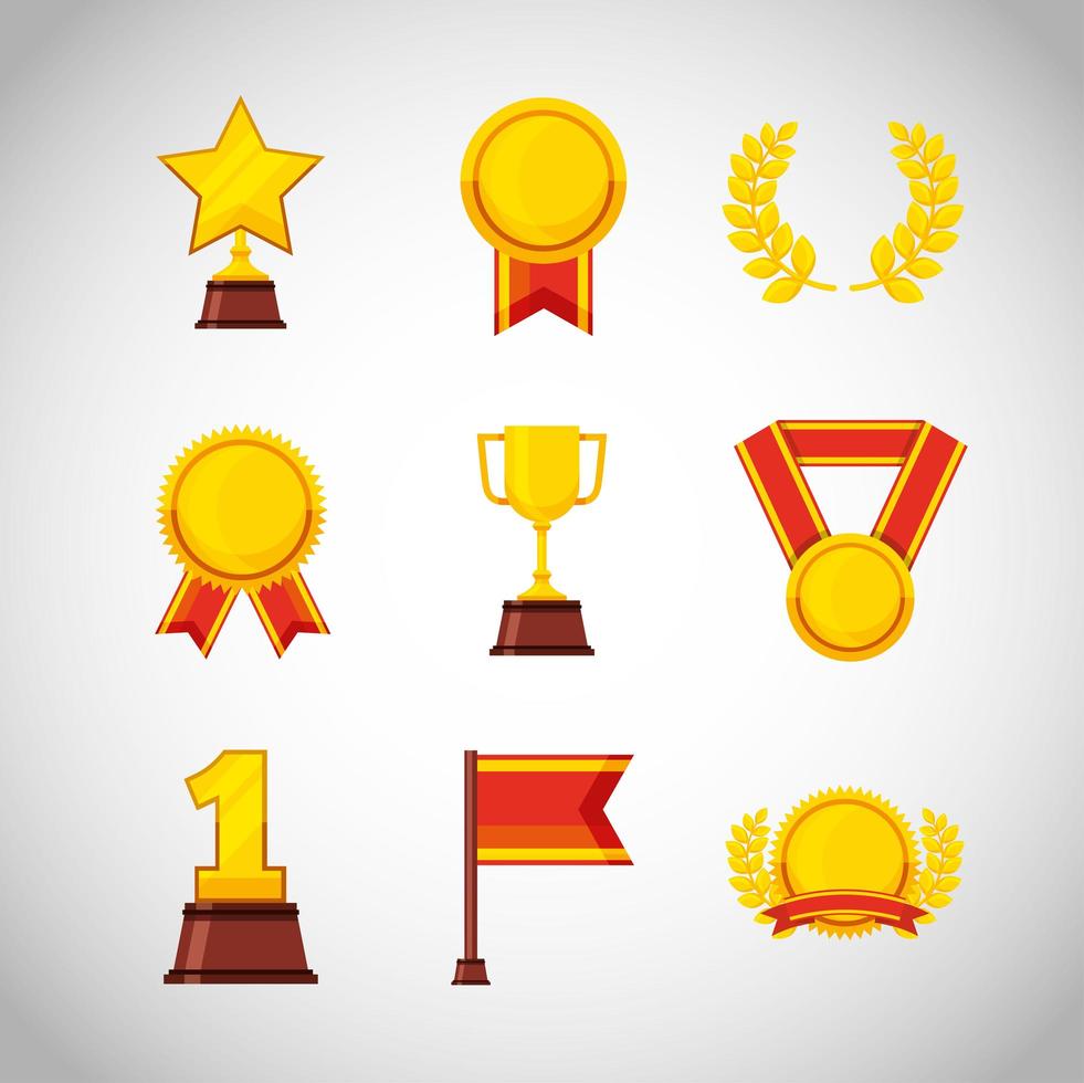 pacchetto di medaglie e premi trofei vettore