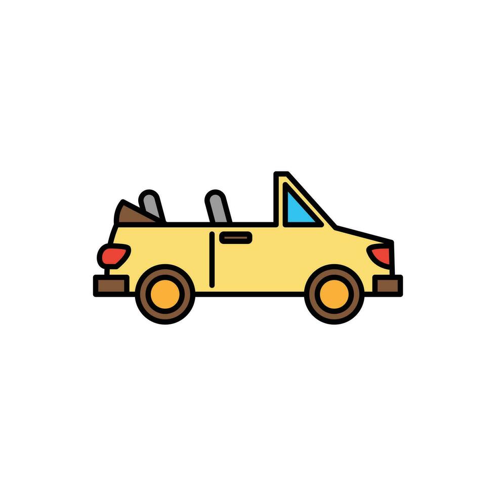 carino cartone animato colore delineato mezzi di trasporto veicolo icona vettore
