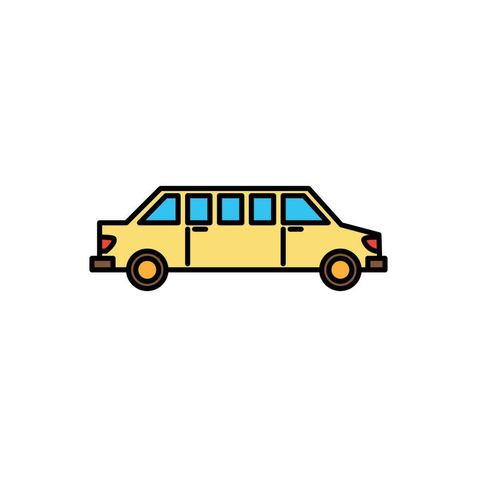 carino cartone animato colore delineato mezzi di trasporto veicolo icona vettore