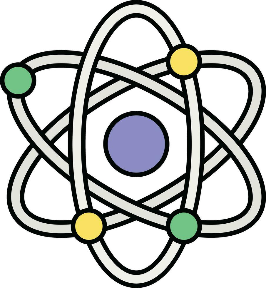 atomo colore schema icone design stile vettore