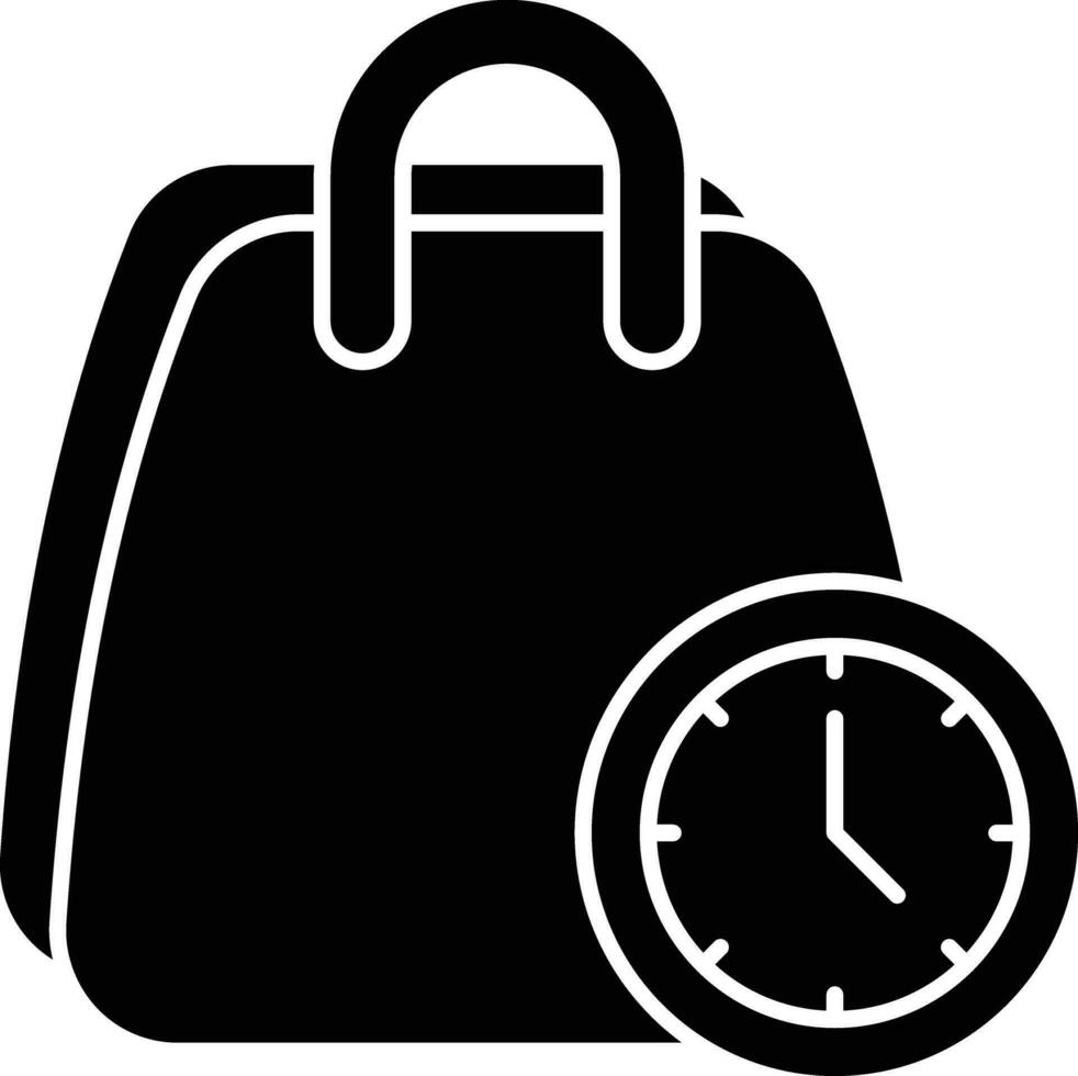 shopping tempo glifo icona design stile vettore