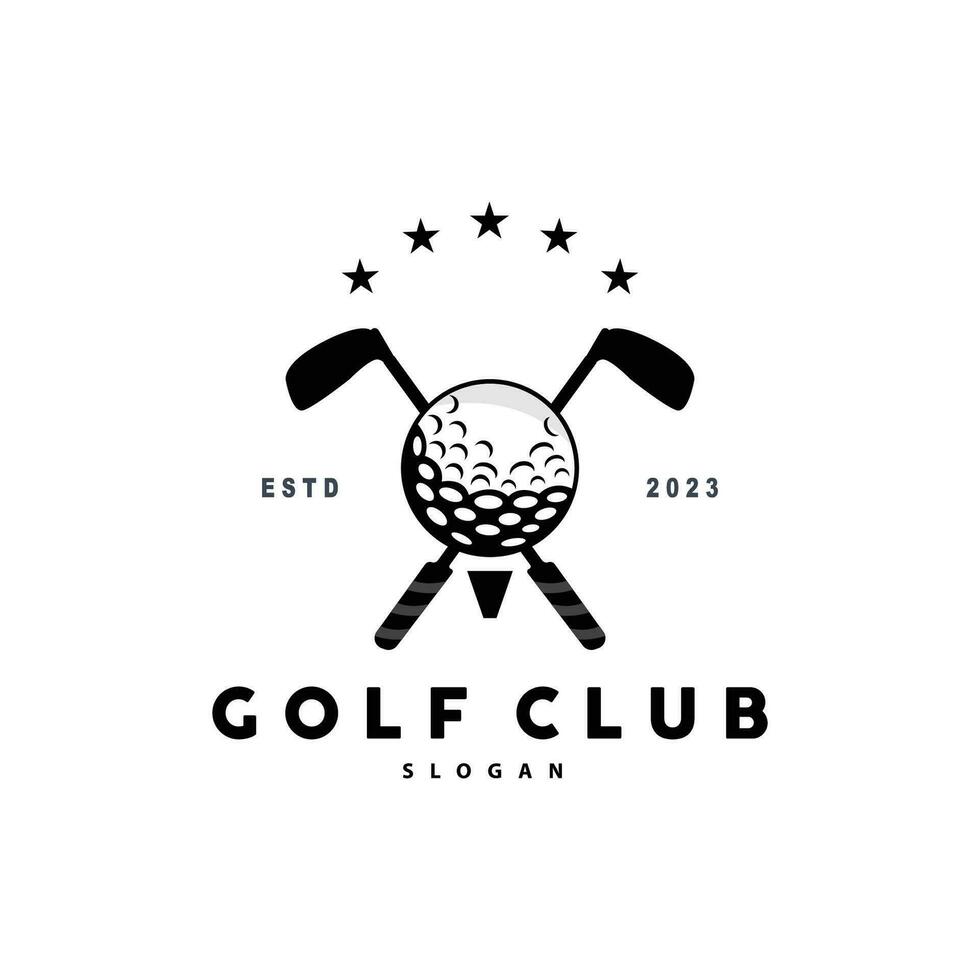 golf logo, palla gioco sport club squadra golf, gioco torneo disegno, simbolo modello illustrazione vettore