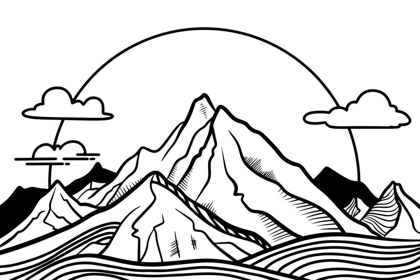 creativo minimalista moderno linea arte Stampa. astratto montagna contemporaneo estetico sfondo paesaggio. vettore