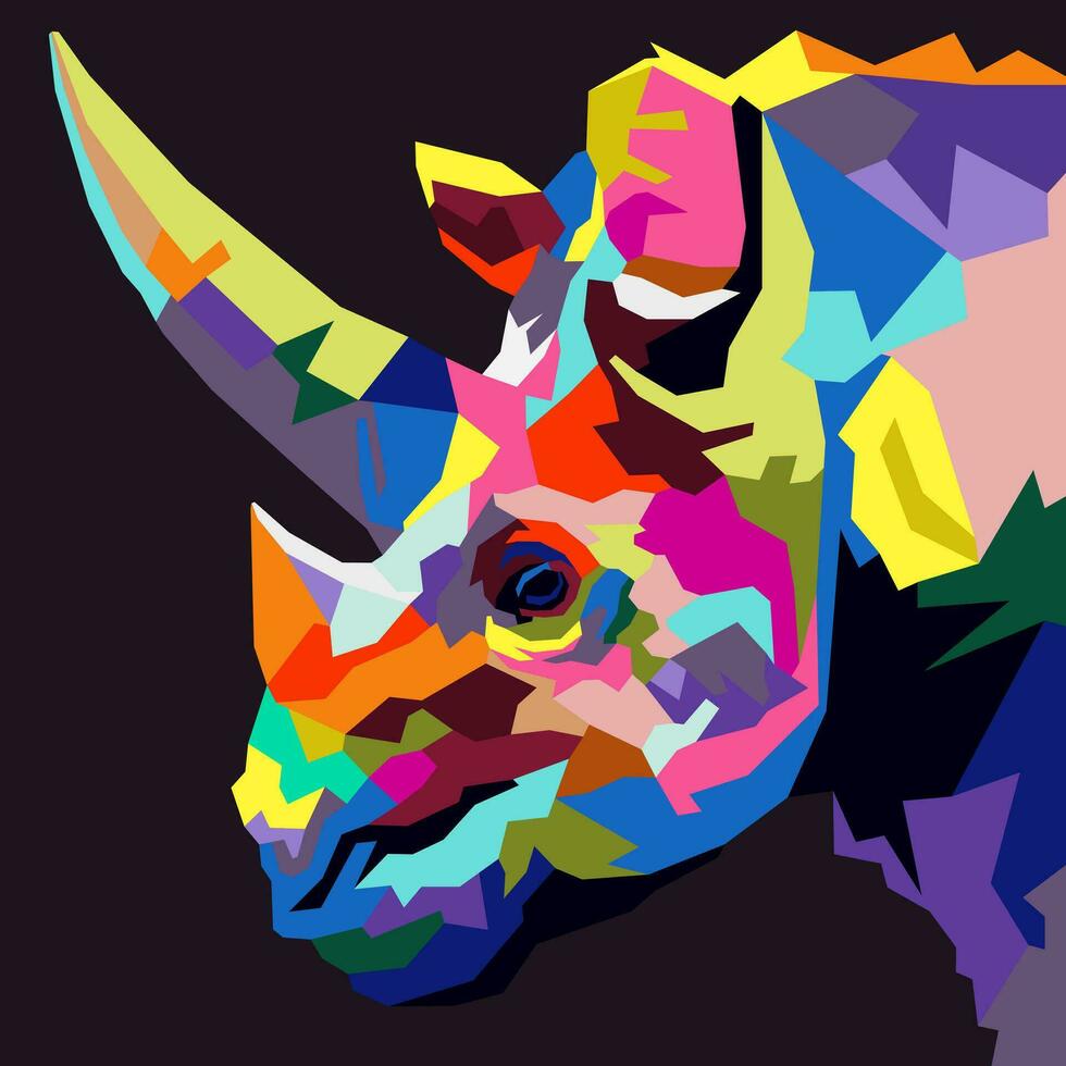 cornuto rinoceronte disegnato utilizzando wpap arte stile, pop arte, vettore illustrazione.