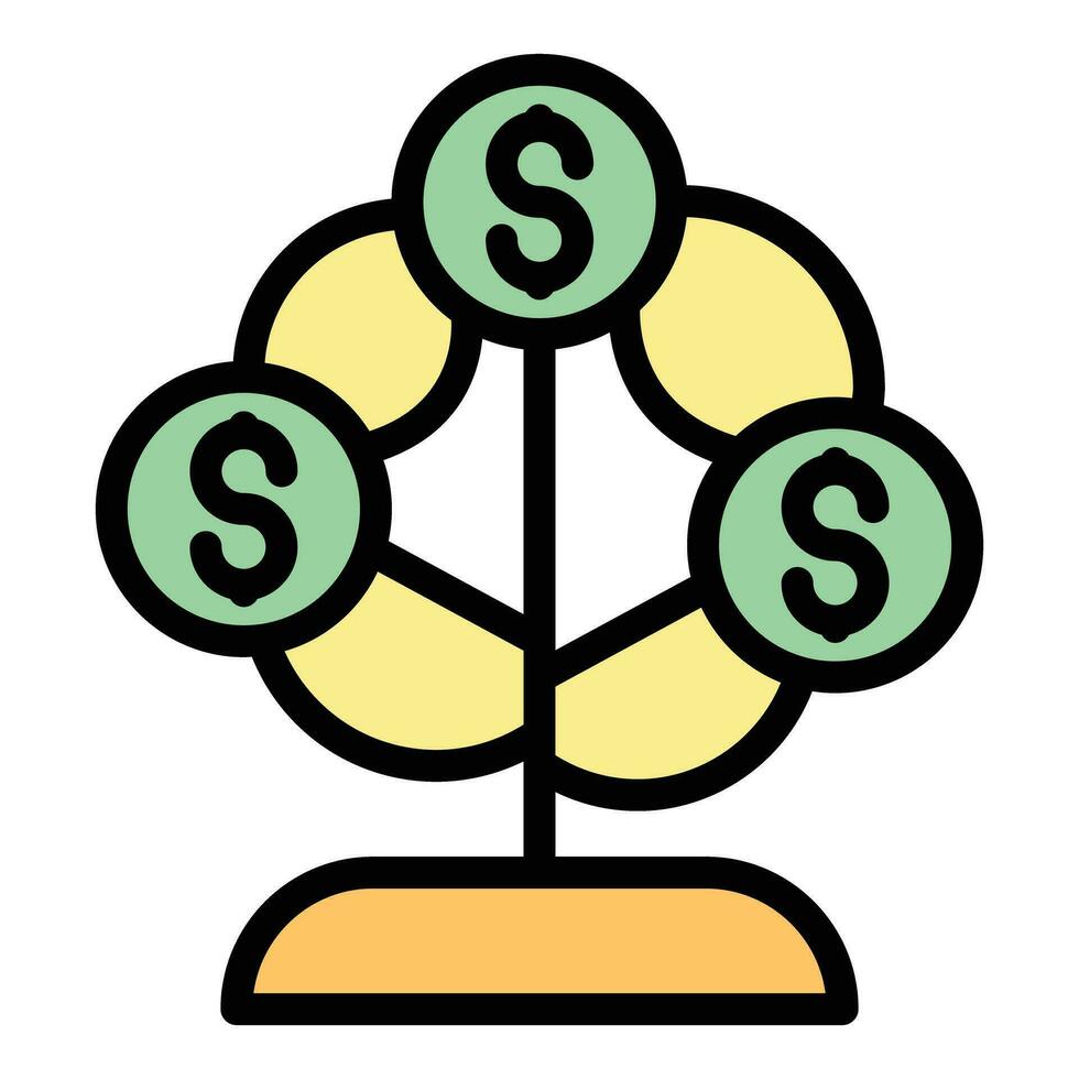 i soldi albero reddito icona vettore piatto