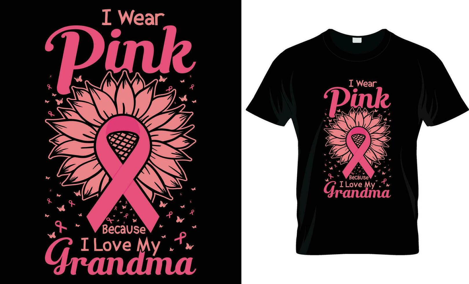 rosa nastro, i indossare rosa perché io amore mio nonna, seno cancro maglietta design i regali modello vettore