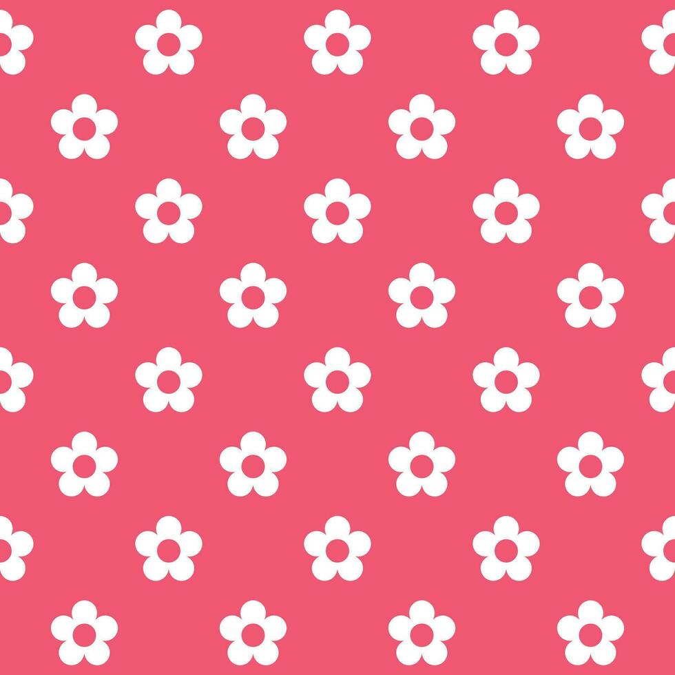 senza soluzione di continuità floreale modello. bianca fiore su un' rosa sfondo. cartone animato illustrazione vettore