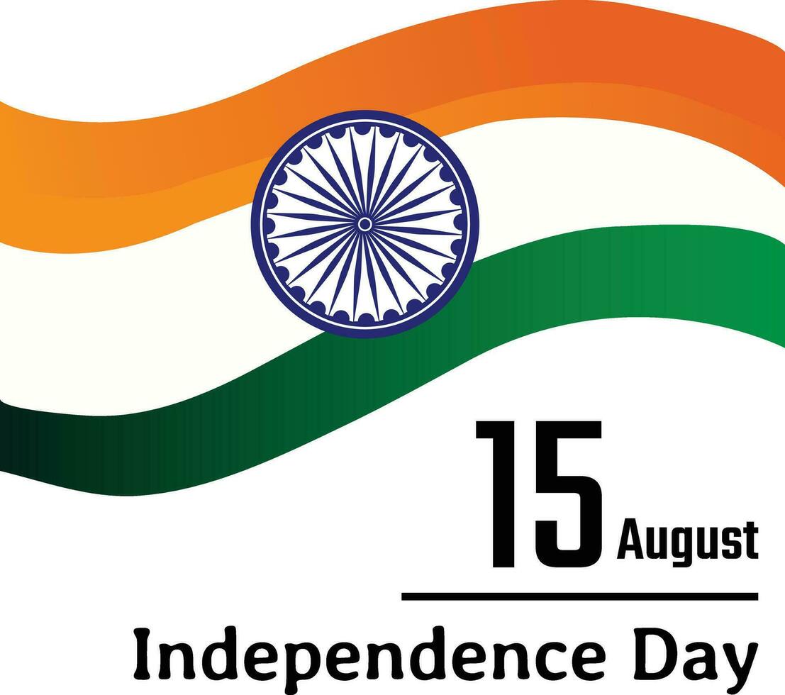 contento indipendenza giorno 15 agosto celebrazione auguri bandiera design vettore