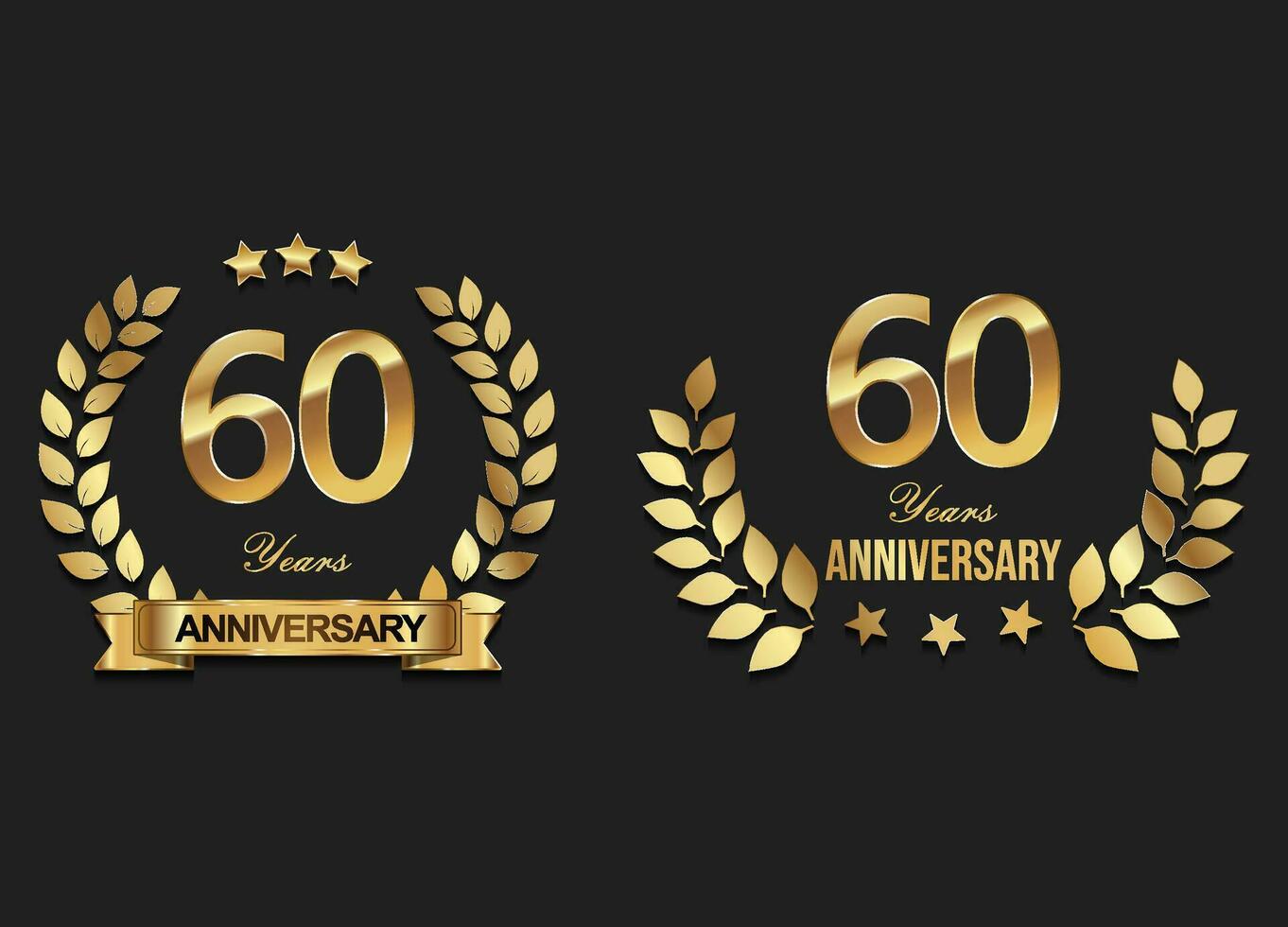 oro anniversario celebrazione logo con d'oro alloro ghirlanda vettore illustrazione
