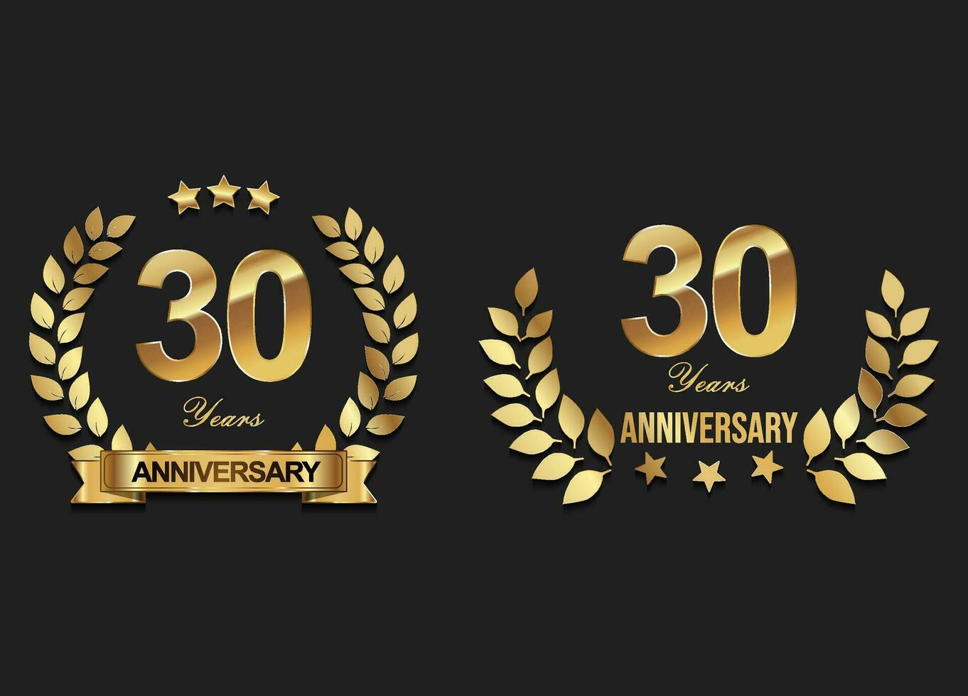 oro anniversario celebrazione logo con d'oro alloro ghirlanda vettore illustrazione