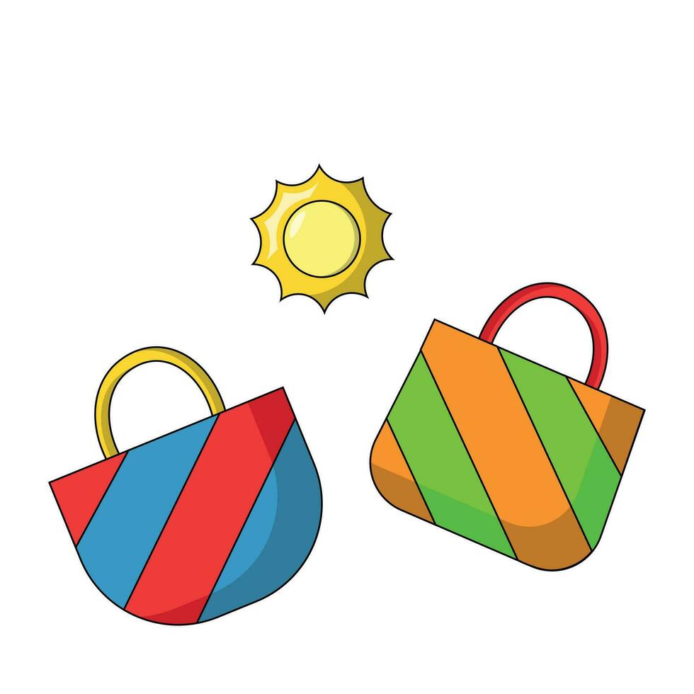 Due cartone animato spiaggia estate borse nel colore vettore
