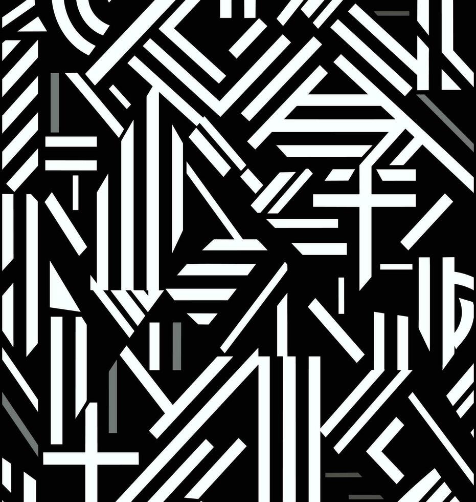 astratto strisce modello azione vettore grafico disegno, nel il stile di cubista geometrie, buio bianca e nero