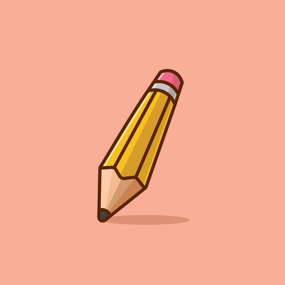 matita semplice cartone animato vettore illustrazione formazione scolastica utensili concetto icona isolato