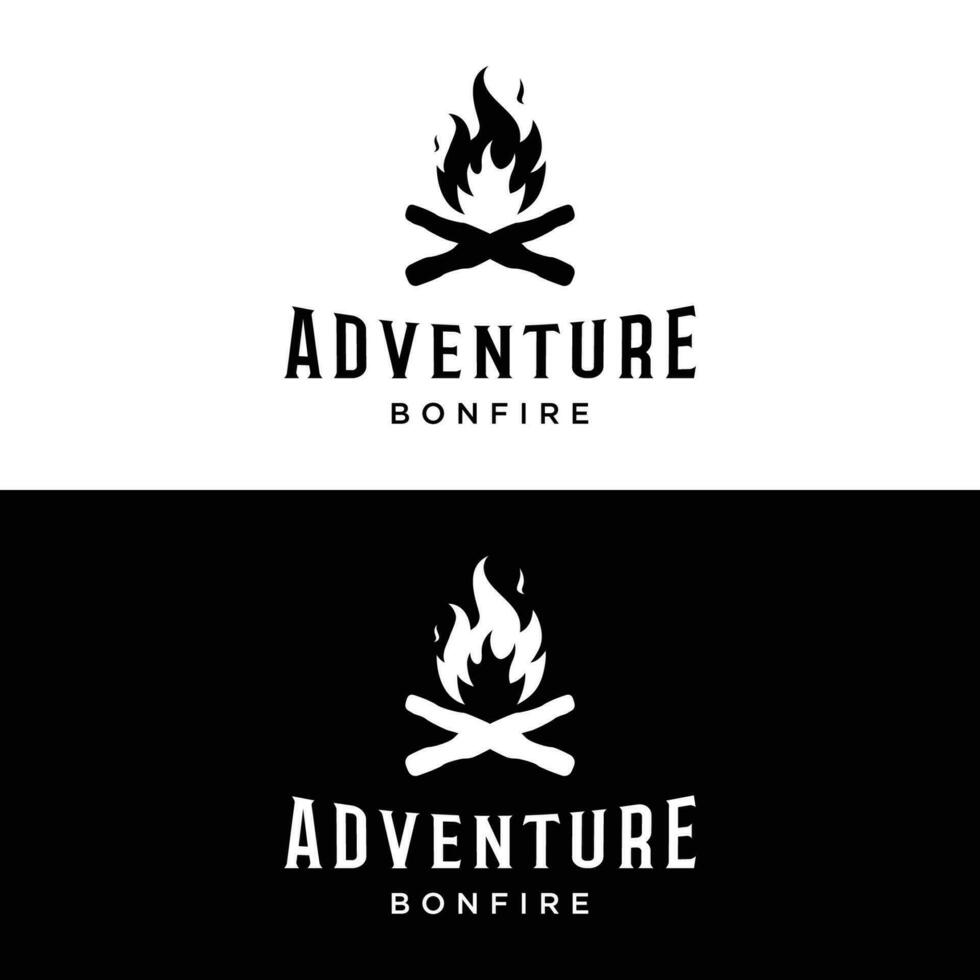 fricchettone Vintage ▾ falò logo design. logo per campeggio, avventura animali selvatici, falò. vettore