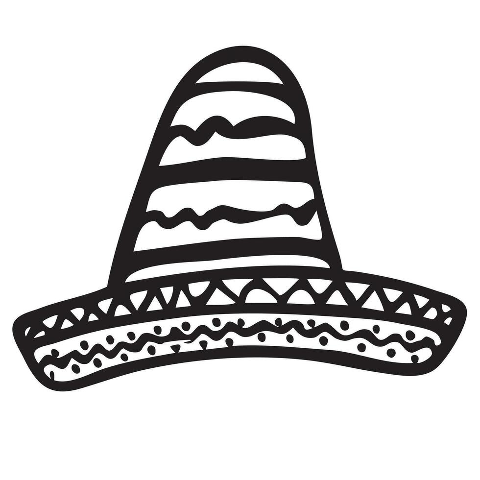 sombrero. un' messicano cappello con un' largo tesa. vettore illustrazione. scarabocchio stile isolato su un' bianca sfondo.