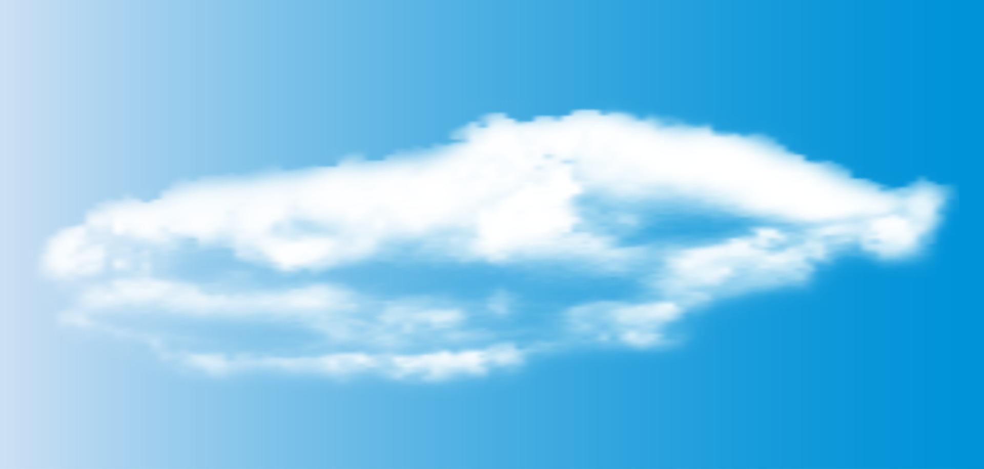 nuvole bianche 3d realistiche sul cielo blu vettore