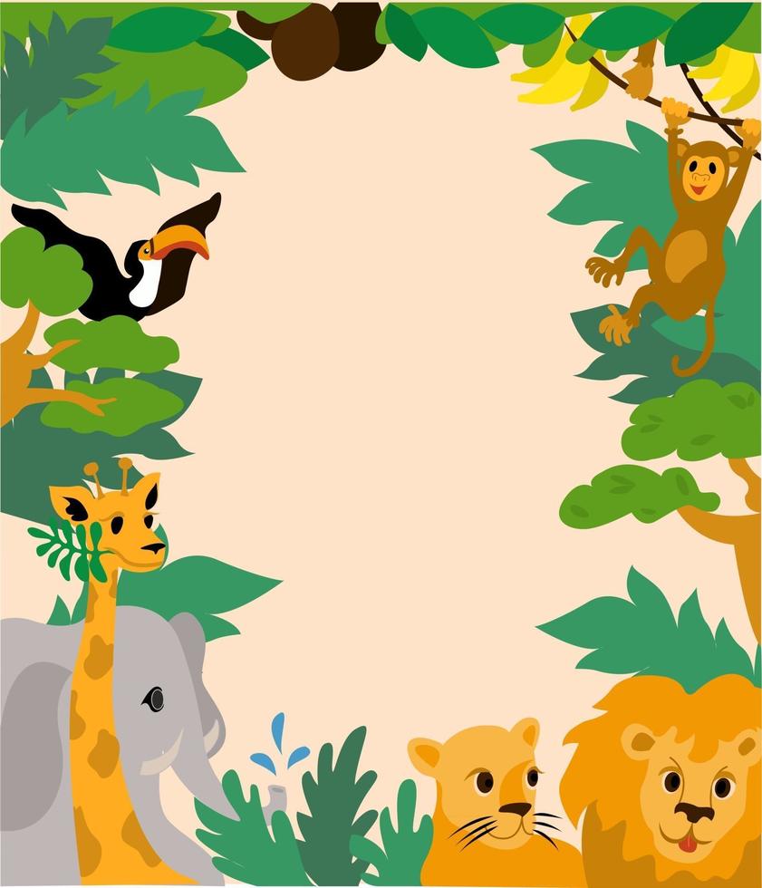 modello di poster per bambini animali in stile cartone animato vettore