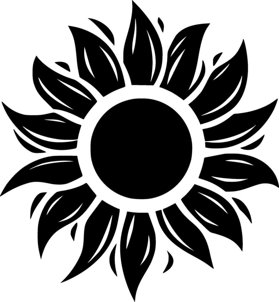 girasole - nero e bianca isolato icona - vettore illustrazione