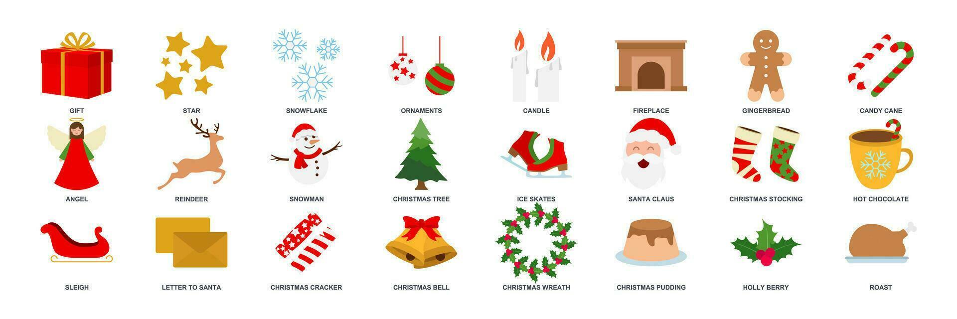 Natale e nuovo anno icona impostare, incluso icone come Natale albero, Santa claus, caldo cioccolato e Di Più simboli collezione, logo isolato vettore illustrazione