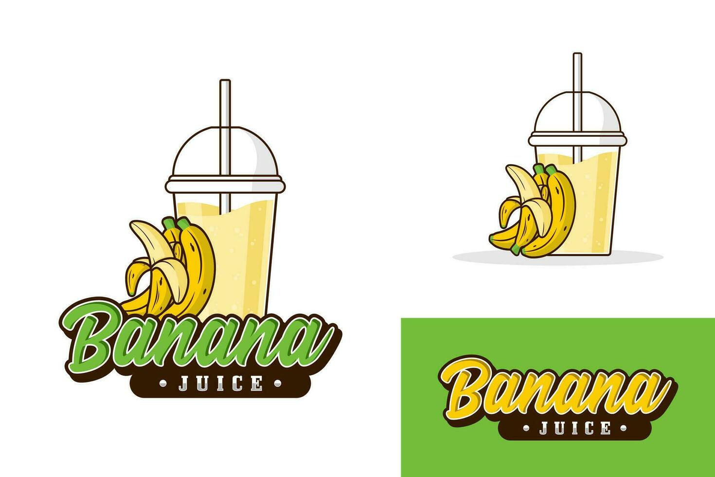 Banana succo bevanda logo design illustrazione collezione vettore