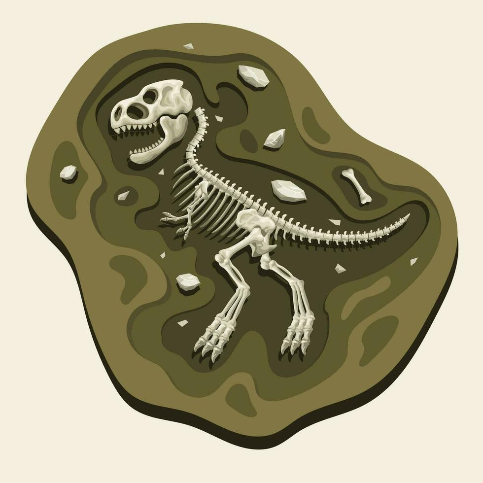t-rex dinosauri archeologia fossile cartone animato scoprire nel il terra vettore