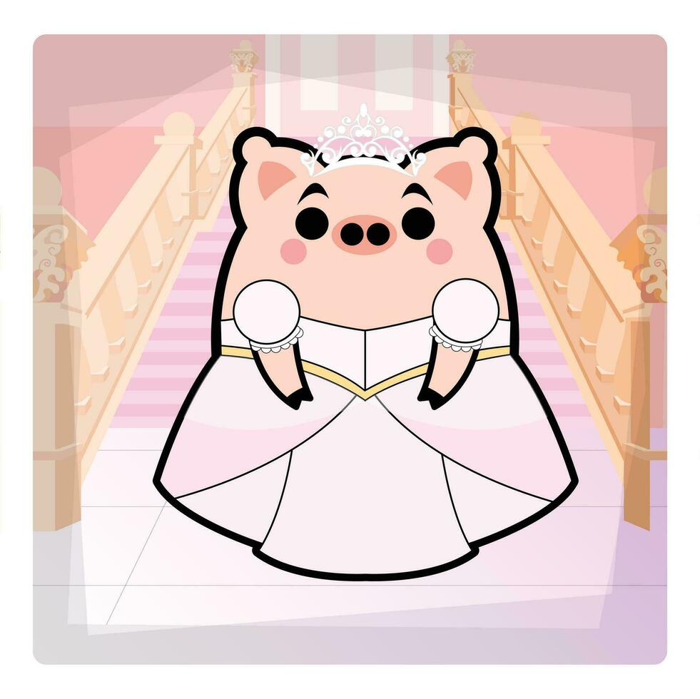 Regina maiale cartone animato personaggio gratuito sfondo arti vettore