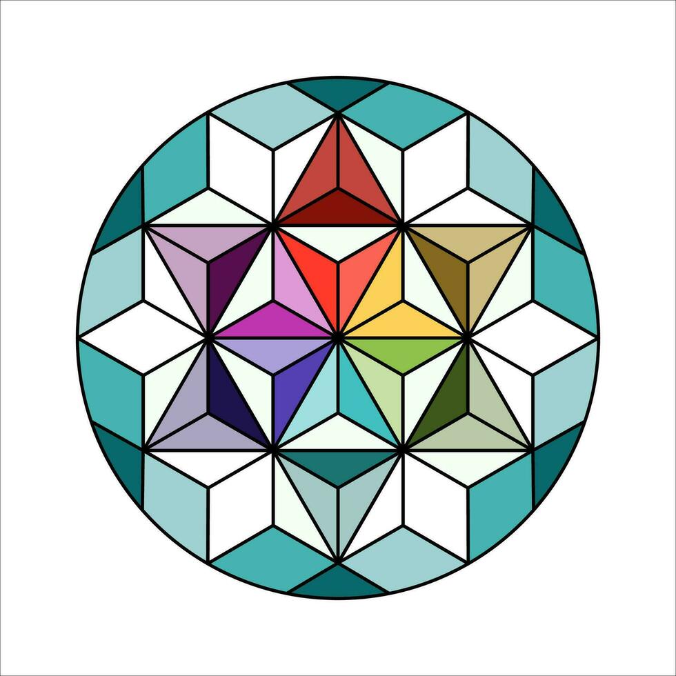 geometrico colorato il giro triangolo ornamento mandala design vettore