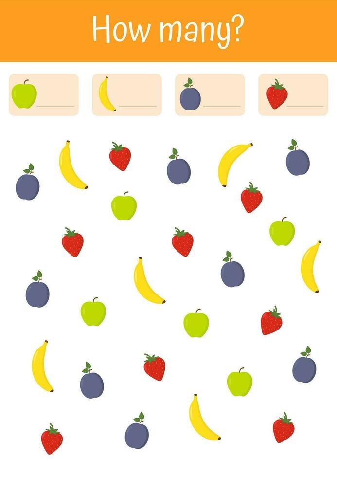 colorato vettore illustrazioni per giocoso matematica apprendimento aggiunta, sottrazione, conteggio. adatto per presto bambino sviluppo e istruzione a casa, asili. verdure e frutta matematico liste.