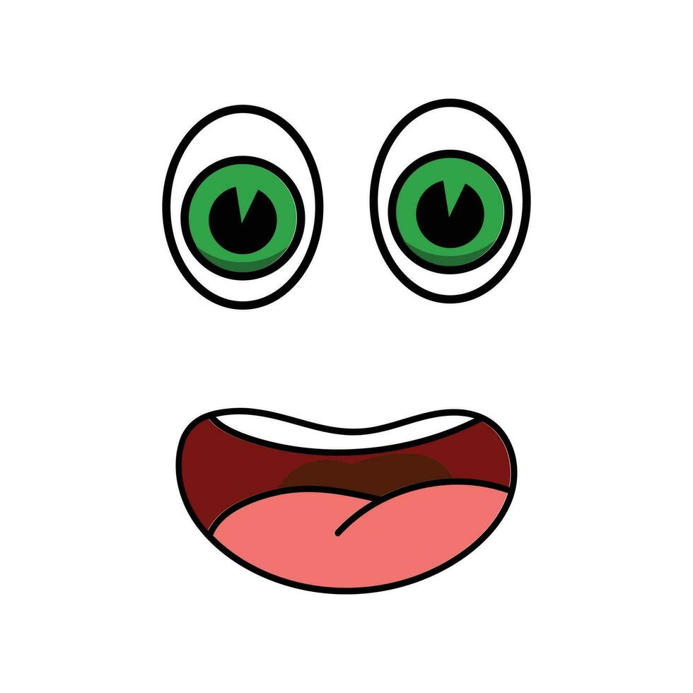 occhio bocca cartone animato portafortuna personaggio espressione illustrazione vettore