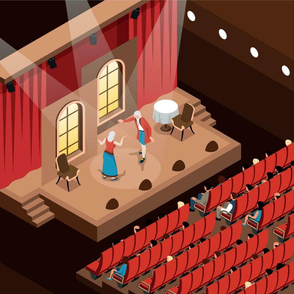 Teatro isometrico illustrazione vettore