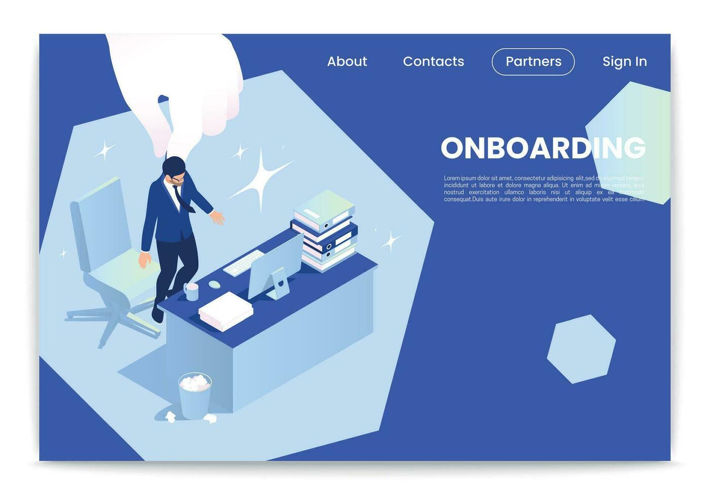 onboarding isometrico ragnatela pagina vettore