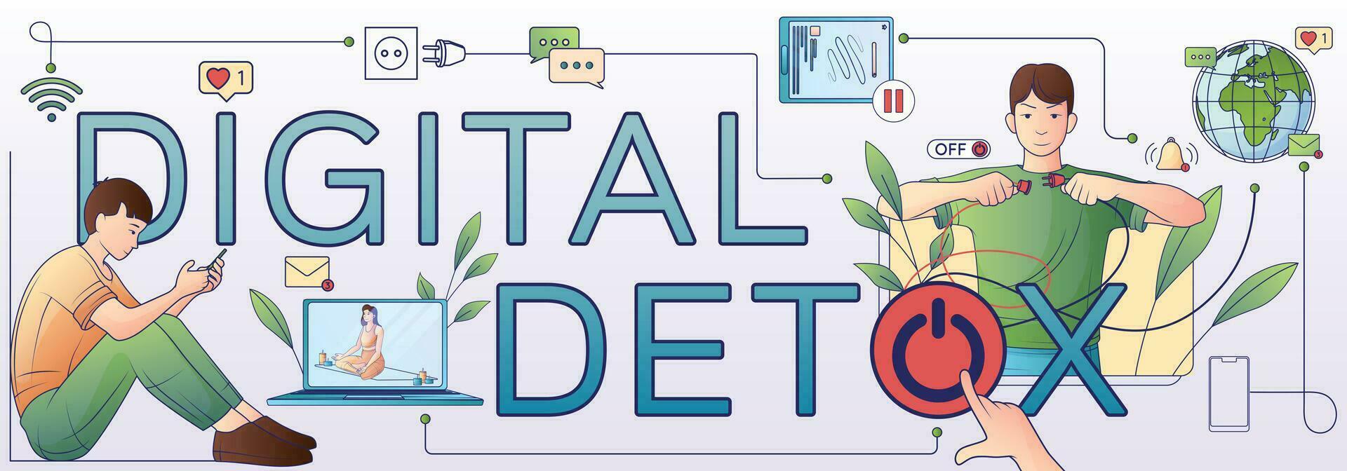 digitale disintossicazione testo composizione vettore