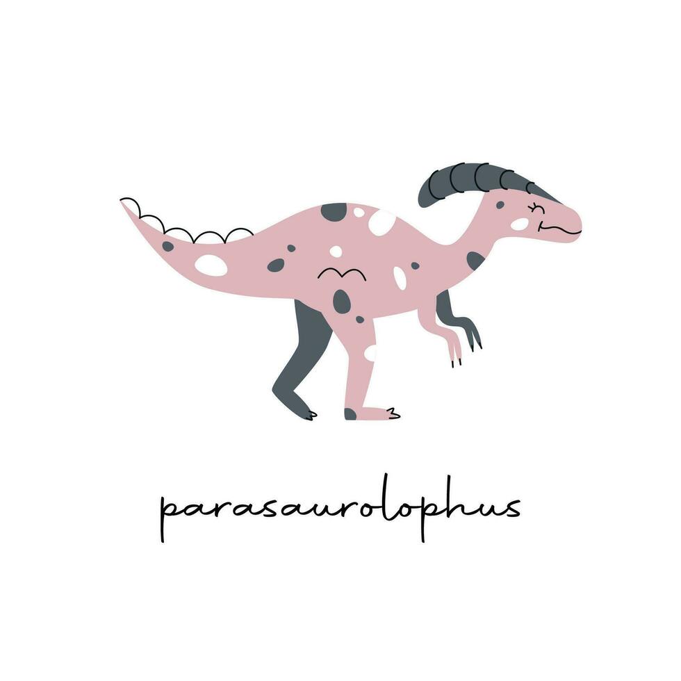 piatto vettore piatto mano disegnato vettore illustrazione di Parasaurolophus dinosauro