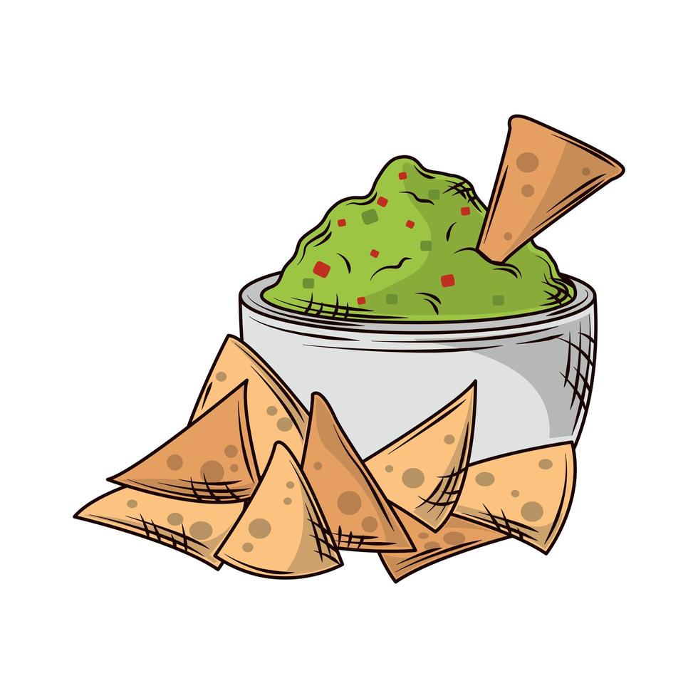 nachos guacamole snack vettore